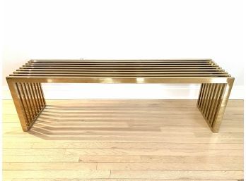Beautiful High Shine Gold Slat Bench - Sculptural In Design!  ( LOC: FFD 1)