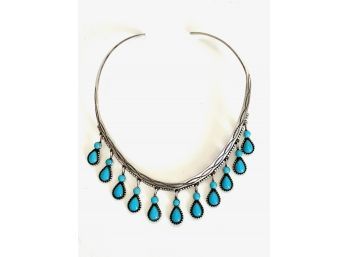 Herman Smith / Beautiful Vintage Navajo Sterling & Turquoise Necklace (LOC: FFD 1)
