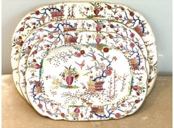 Group Four Beautiful Hand Painted 19th C Ironstone Platters  (LOC: FFD 1)