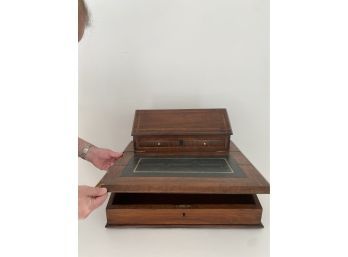 Leather Top Antique Writers Lap Desk With Leather Top (LOC: FFD 1)