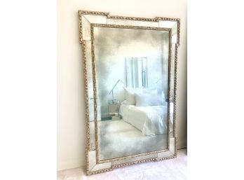 Gorgeous Tall Custom Mirror In Carved Gilt Frame With Patina Panels (LOC:FFD 1)