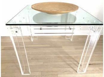 Lucite & Glass MCM Dining Table (LOC: FFD 1)
