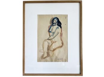 Earl Kerkam Signed Nude Watercolor On Paper  (LOC: FFD2)