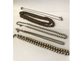 Lot Of 5 Silver Chain Necklaces