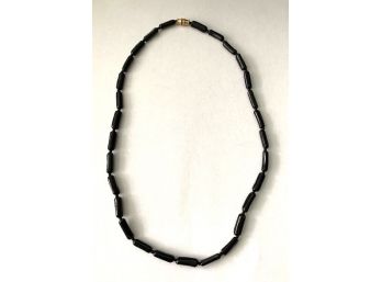 Black Coral Bead Necklace With Screw Clasp