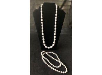 Two Monet White Bead Necklaces
