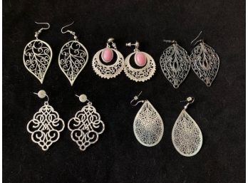 Lot Of 5 Pairs Of Reticulated Earrings For Pierced Ears