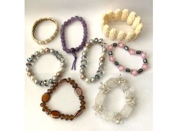 Lot Of 8 Stretch Elastic Costume Jewelry Bracelets