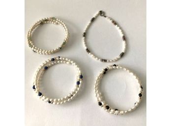 Three Spiral Beaded Bracelets And An Ankle Bracelet