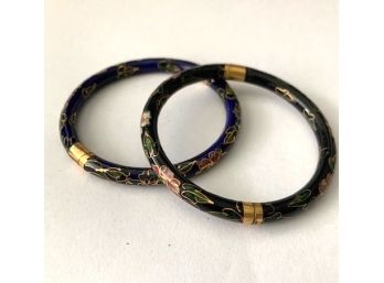 Pair Of Cloisonne Bangle Bracelets - For Small Wrists