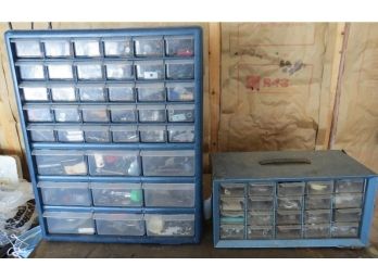 Pair Of Counter Top Or Wall Mount Hardware Parts Bins In Blue