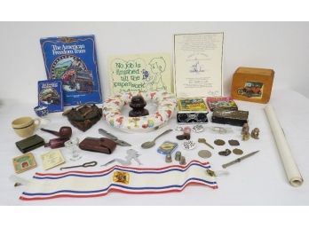 Another Large Collectible Chotzkey's Lot - Medals & Tokens, Insulator, Eye Bath, Mechanical Pencil & More