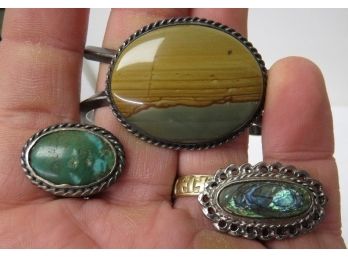 3pc Lot Of Vintage 60's Era Rings And Cuff Bracelet