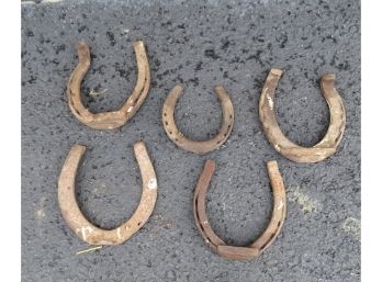 Lot Of 5 'Good Luck' Vintage Iron Horseshoes