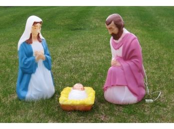 Vintage Christmas Blow Molds - Mary, Joseph & Baby Jesus - General Foam Plastics - Working