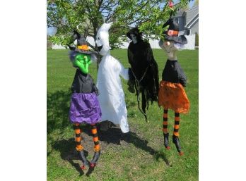 Halloween Large Figural Hanging Witches, Skeleton & Ghost