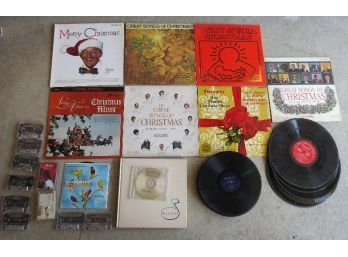Mixed Media Lot Of Records, Cassette Tapes, 78's, Music Book Etc...