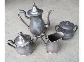 Victorian Reed & Barton Silverplate Tea Set - With Extra Aesthetic Period Covered Sugar Bowl