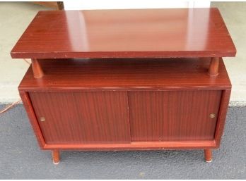 Mid-Century Red Grained Formica Stereo/record Cabinet