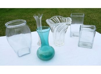 A Grouping Of 6 Glass Vases