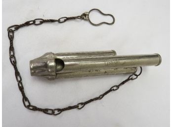 Authentic Early-mid 20th C. Perko Train Conductor's 3 Chamber Whistle With Original Chain