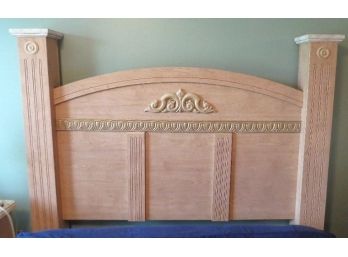 Queen Size Faux Marble Top & Columned Headboard