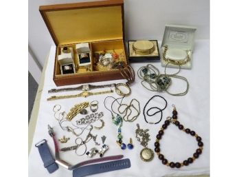 Mixed Lot Of Mens/women's Jewelry Including Fitbit Watch, Sergio Valente Watches, 14k HGE Rings & More