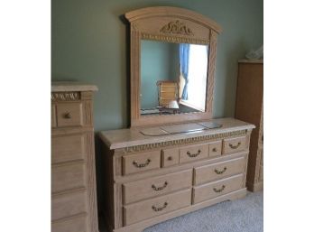 Main Dresser W/Mirror - 7 Drawers - Faux Marble Top W/Mirror