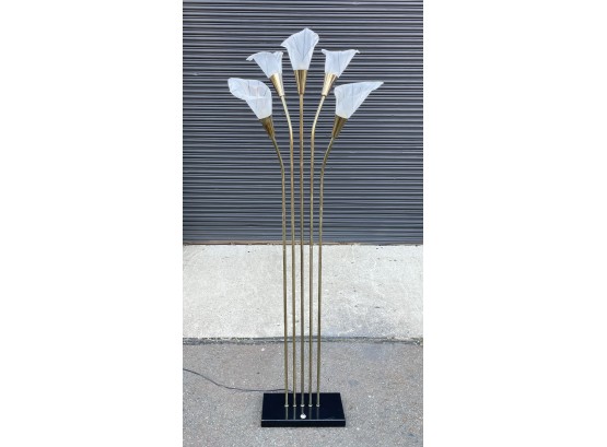 Vintage Brass And Plastic Shade Calla Lily Floor Lamp