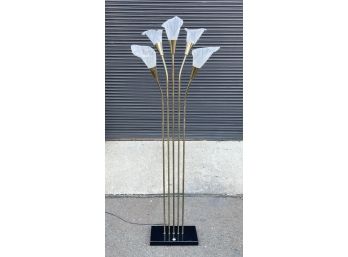 Vintage Brass And Plastic Shade Calla Lily Floor Lamp