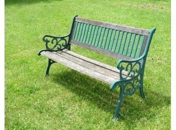 Outdoor Cast Iron & Wood Bench