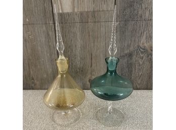 Two Vintage Glass Decanters