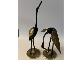 Pair Of Brass & Black Birds