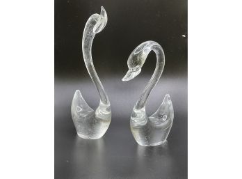 Pair Of Glass Swans