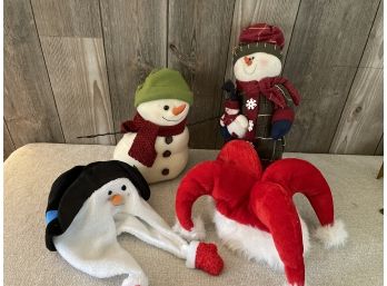 A Fun Christmas Lot Including Two Hats