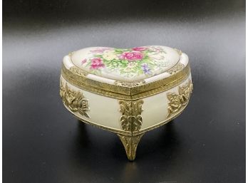 Gorgeous Enameled Porcelain Musical Jewelry Box