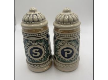 Salt And Pepper Shakers With Pretty Blue Pattern