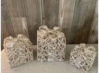 A Fantastic Set Of Gift Decor With String, Glitter & Lights, Just Needs Batteries, Set 2 Of 2