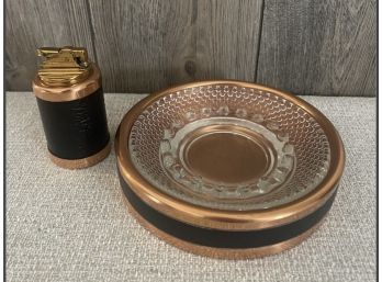 Vintage Coppercraft Guild Ashtray And Lighter