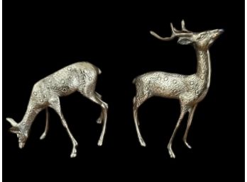 A Beautiful Pair Of Brass Deer