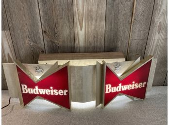 A Vintage Bow Tie Budweiser Sign In Working Condition