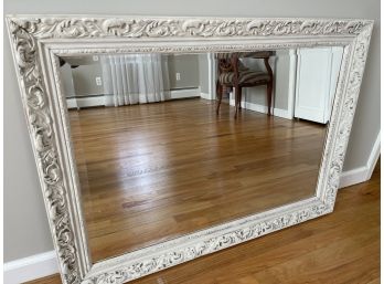 Wow! A Large White Mirror With Beveled Edge & Shabby Chic White Painted Look
