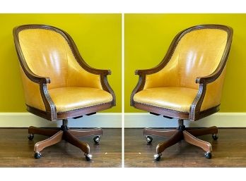 A Pair Of Leather Executive Chairs By Leathercraft (7 Of 9