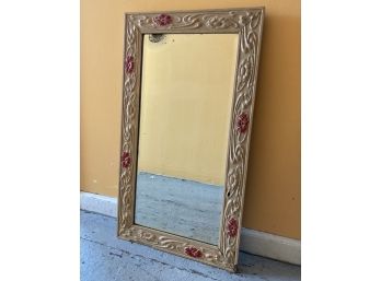 A Vintage Carved And Painted Wood Mirror