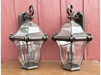 A Pair Of Large Exterior Lanterns By Hinkley