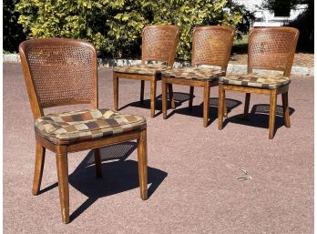 A Set Of 4 Cane Back Side Chairs By Henredon