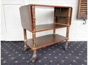 A Vintage Formica And Wood Rolling Buffet Cart