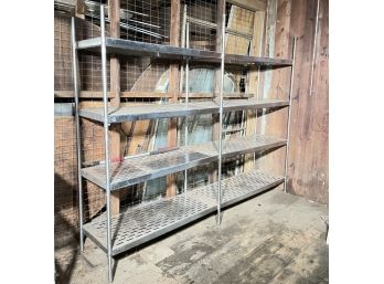 A Pair Of Vintage Stainless Steel Catering Shelves