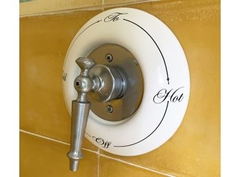 A Pair Of French Porcelain And Chrome Shower/Bath Distribution FItting - 113