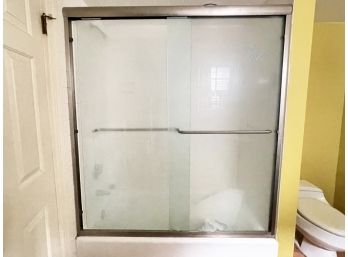A Frosted Glass And Chrome Shower Door System - 115
